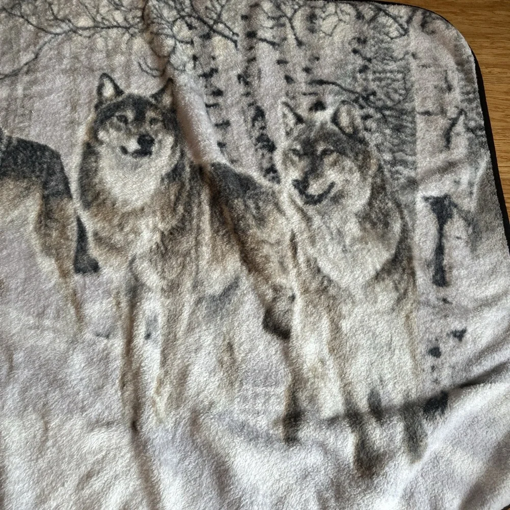 Vintage  AL AGNEW Renegades Wolf Pack Winter Forest Birch Throw Blanket Fleece